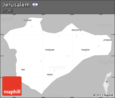 Gray Simple Map of Jerusalem, single color outside