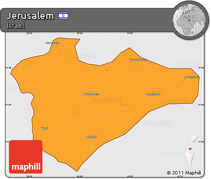 Political Simple Map of Jerusalem, cropped outside
