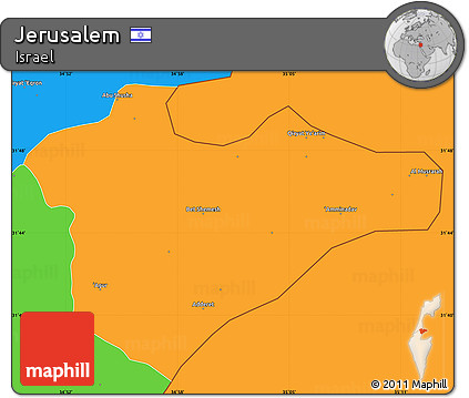 Political Simple Map of Jerusalem