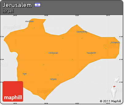 Political Simple Map of Jerusalem, single color outside