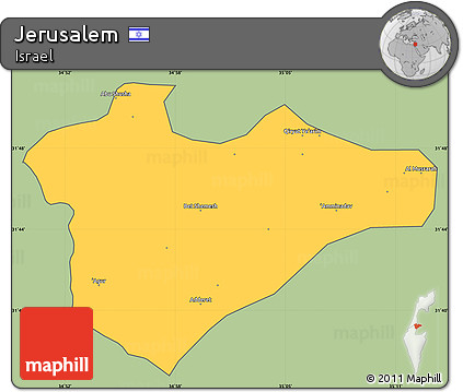 Savanna Style Simple Map of Jerusalem, cropped outside