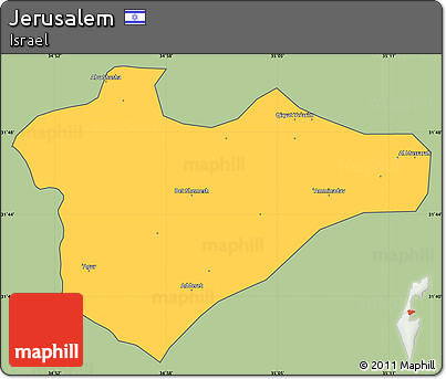 Savanna Style Simple Map of Jerusalem, cropped outside