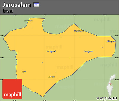 Savanna Style Simple Map of Jerusalem, cropped outside