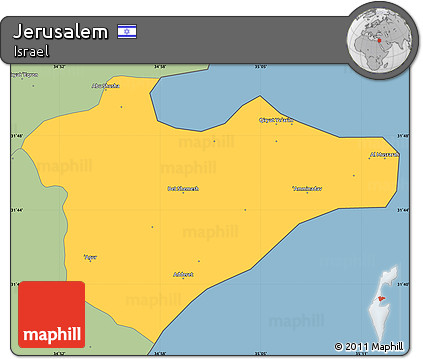 Savanna Style Simple Map of Jerusalem