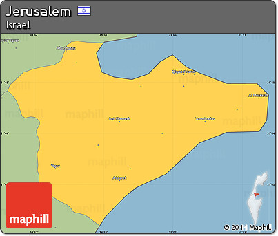 Savanna Style Simple Map of Jerusalem