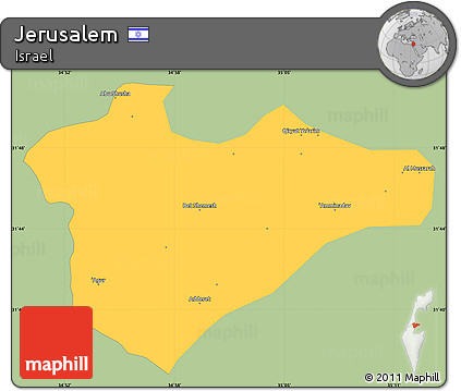 Savanna Style Simple Map of Jerusalem, single color outside