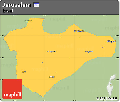 Savanna Style Simple Map of Jerusalem, single color outside