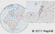 Gray Location Map of Israel, lighten, semi-desaturated, hill shading