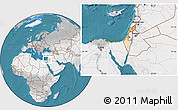 Satellite Location Map of Israel, lighten, desaturated, land only