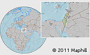 Savanna Style Location Map of Israel, gray outside, hill shading