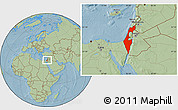 Savanna Style Location Map of Israel, hill shading