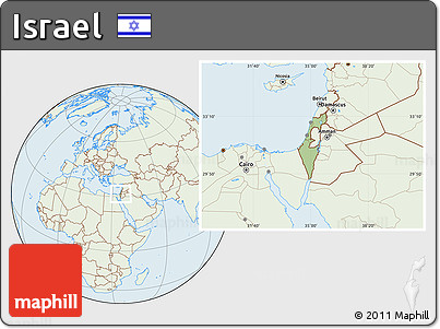 Savanna Style Location Map of Israel, lighten