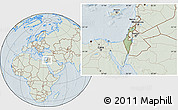 Savanna Style Location Map of Israel, lighten, hill shading