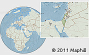 Savanna Style Location Map of Israel, lighten, land only, hill shading