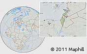 Savanna Style Location Map of Israel, lighten, semi-desaturated, hill shading