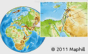 Savanna Style Location Map of Israel, physical outside, hill shading