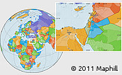 Savanna Style Location Map of Israel, political outside, hill shading