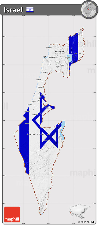 Flag Map of Israel, flag rotated