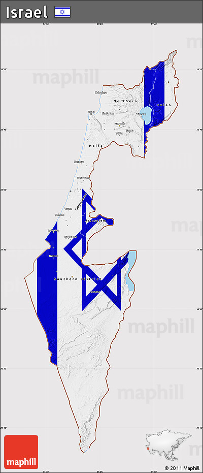 Flag Map of Israel, flag rotated