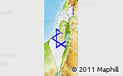 Flag Map of Israel, physical outside, flag aligned to the middle