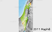 Physical Map of Israel, desaturated, land only