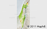 Physical Map of Israel, lighten, semi-desaturated