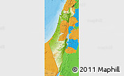 Physical Map of Israel, political outside