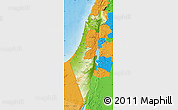 Physical Map of Israel, political outside, shaded relief sea