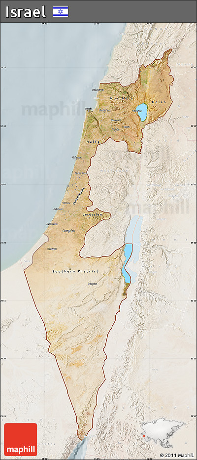 Satellite Map of Israel, lighten