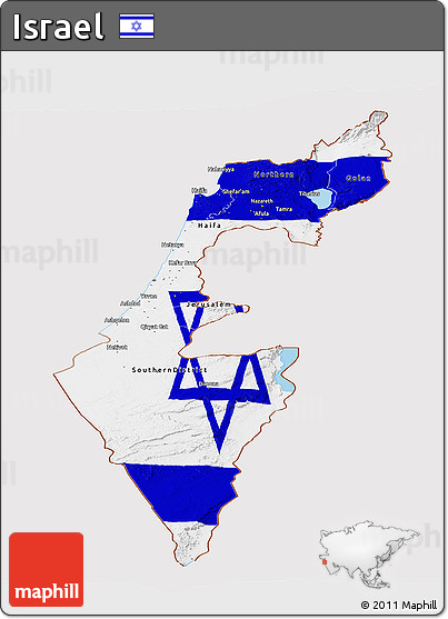 Flag Panoramic Map of Israel