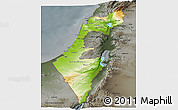 Physical Panoramic Map of Israel, darken, semi-desaturated