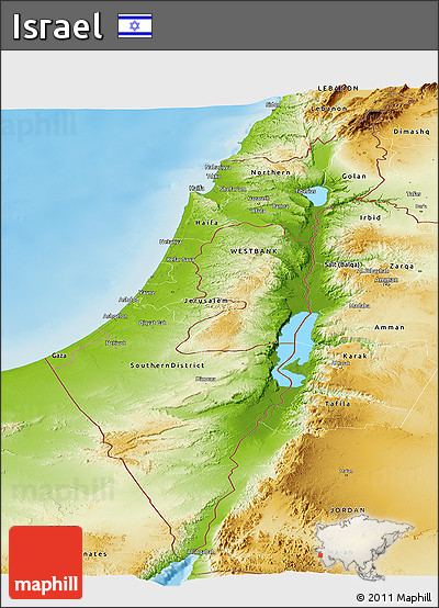 Physical Panoramic Map of Israel