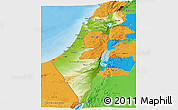 Physical Panoramic Map of Israel, political outside