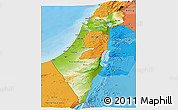 Physical Panoramic Map of Israel, political shades outside