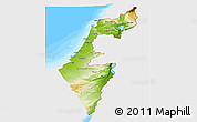 Physical Panoramic Map of Israel, single color outside, bathymetry sea