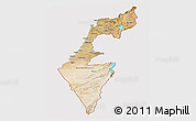 Satellite Panoramic Map of Israel, cropped outside