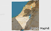 Satellite Panoramic Map of Israel, darken, land only