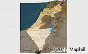 Satellite Panoramic Map of Israel, darken