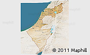 Satellite Panoramic Map of Israel, lighten, land only
