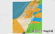 Satellite Panoramic Map of Israel, political outside, satellite sea