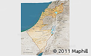 Satellite Panoramic Map of Israel, semi-desaturated, land only