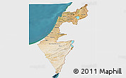 Satellite Panoramic Map of Israel, single color outside