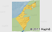 Savanna Style Panoramic Map of Israel, single color outside