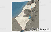 Shaded Relief Panoramic Map of Israel, darken