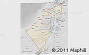 Shaded Relief Panoramic Map of Israel, desaturated