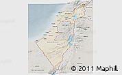 Shaded Relief Panoramic Map of Israel, semi-desaturated