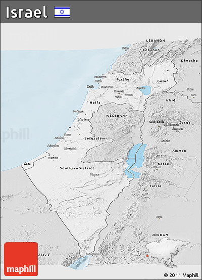 Silver Style Panoramic Map of Israel