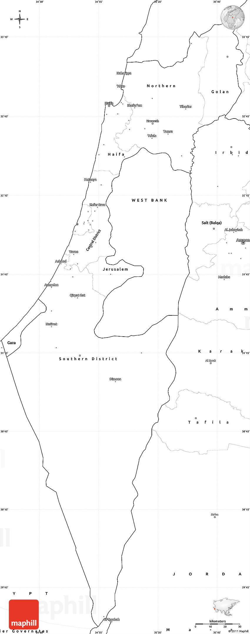 outline map of israel