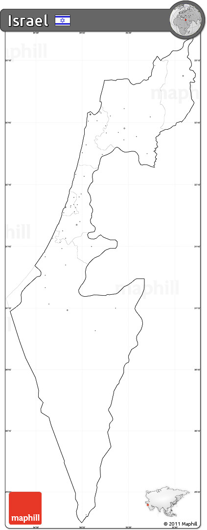 Blank Simple Map of Israel, cropped outside, no labels