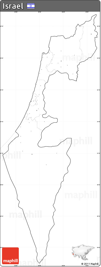 Blank Simple Map of Israel, cropped outside, no labels
